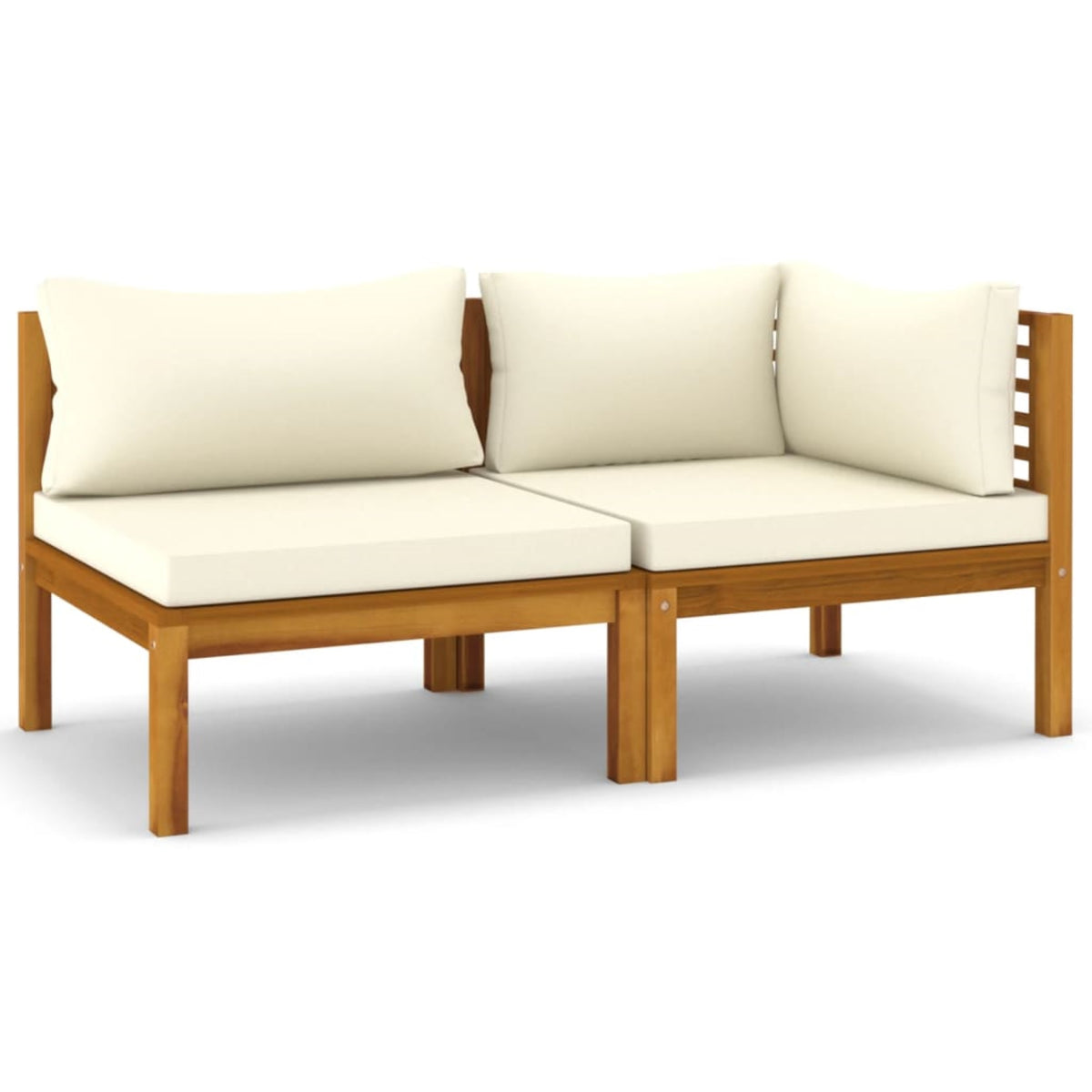 Vidaxl 2 Piece Sofa Set With Cream White Cushions Solid Acacia Wood