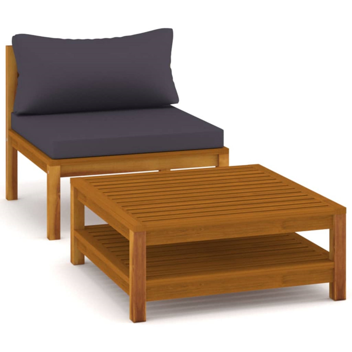 Vidaxl 2 Piece Patio Sofa Set With Dark Gray Cushions Acacia Wood