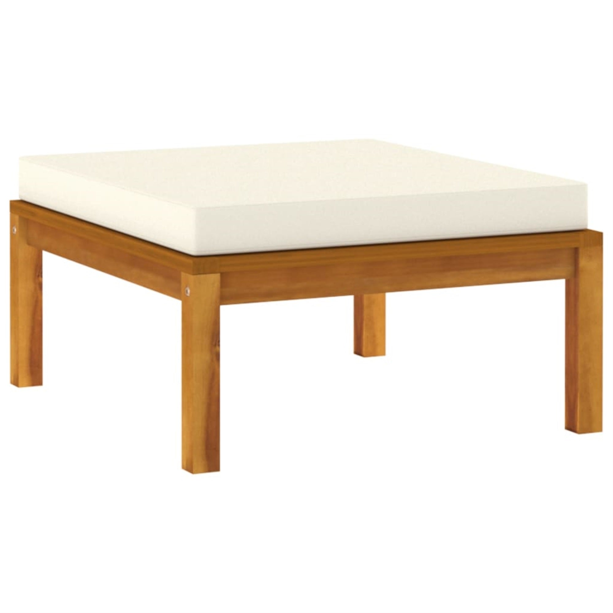 Vidaxl Footrest With Cream White Cushion Solid Acacia Wood