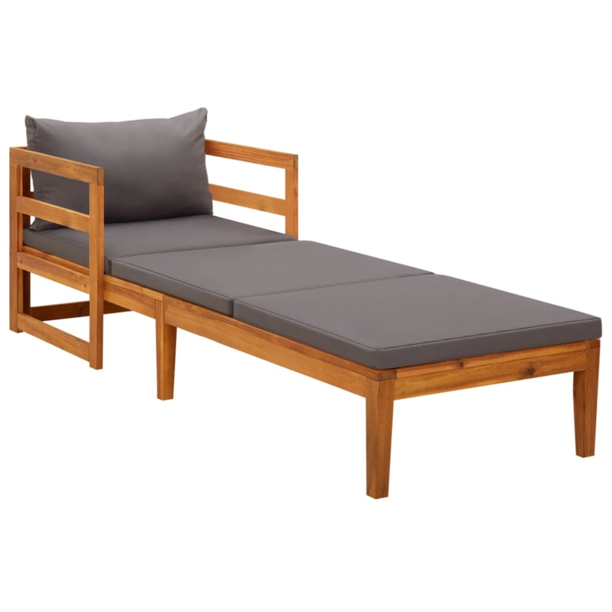 Vidaxl Sun Lounger With Dark Gray Cushions Solid Acacia Wood