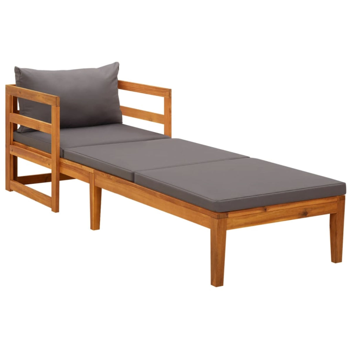 Vidaxl Sun Lounger With Dark Gray Cushions Solid Acacia Wood
