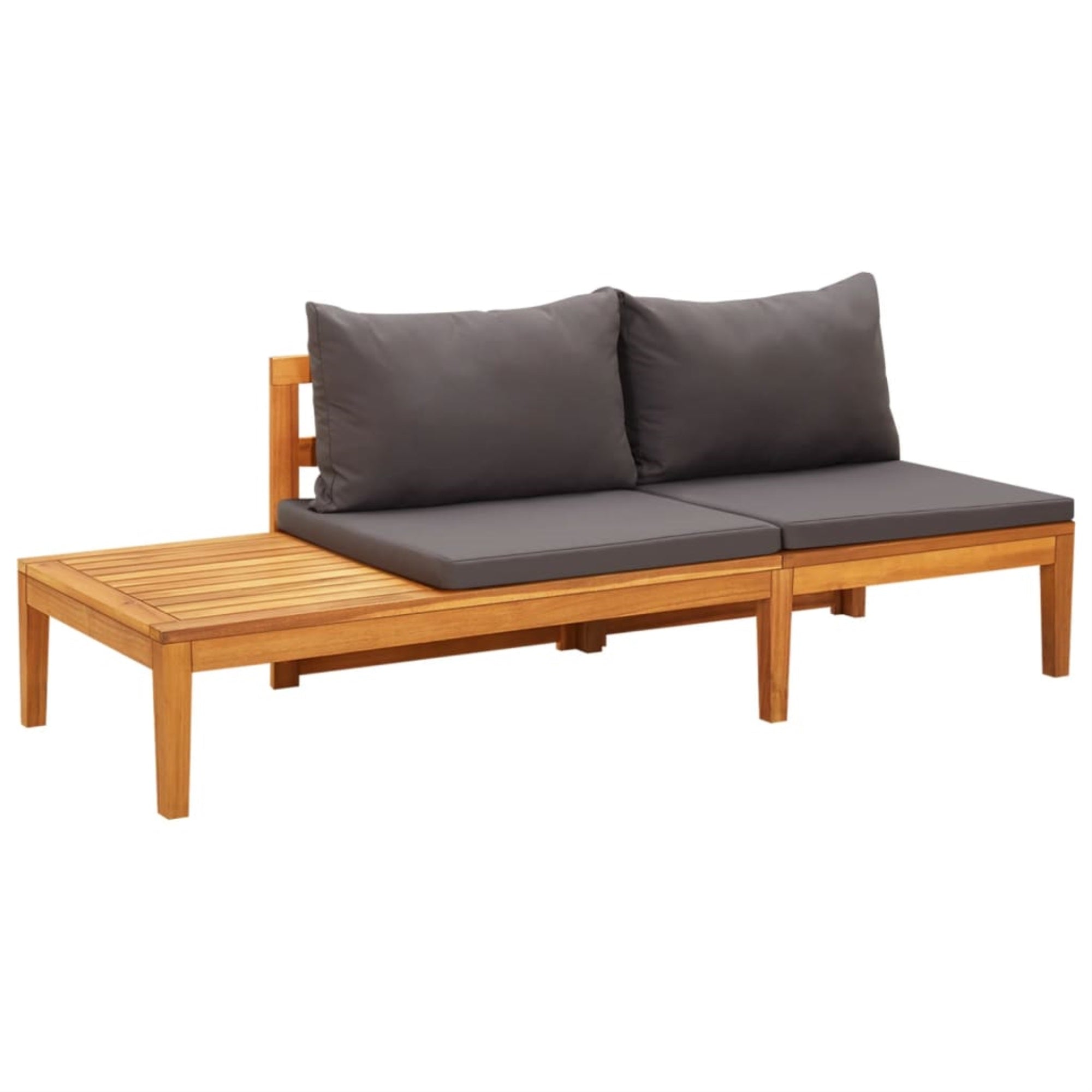 Vidaxl Patio Bench With Table Dark Gray Cushions Solid Acacia Wood