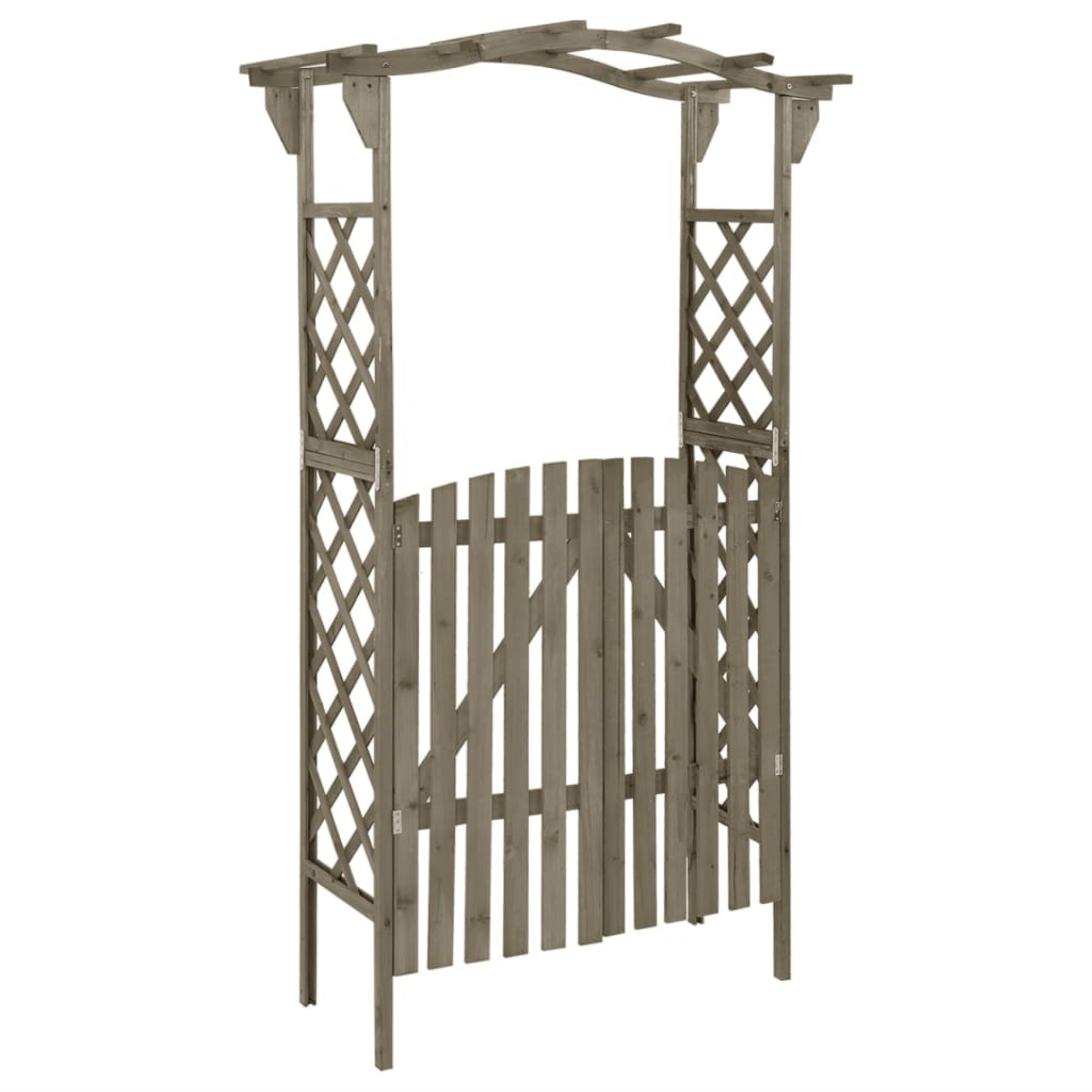 Vidaxl Pergola With Gate 45.7'X15.7'X80.3' Gray Solid Firwood