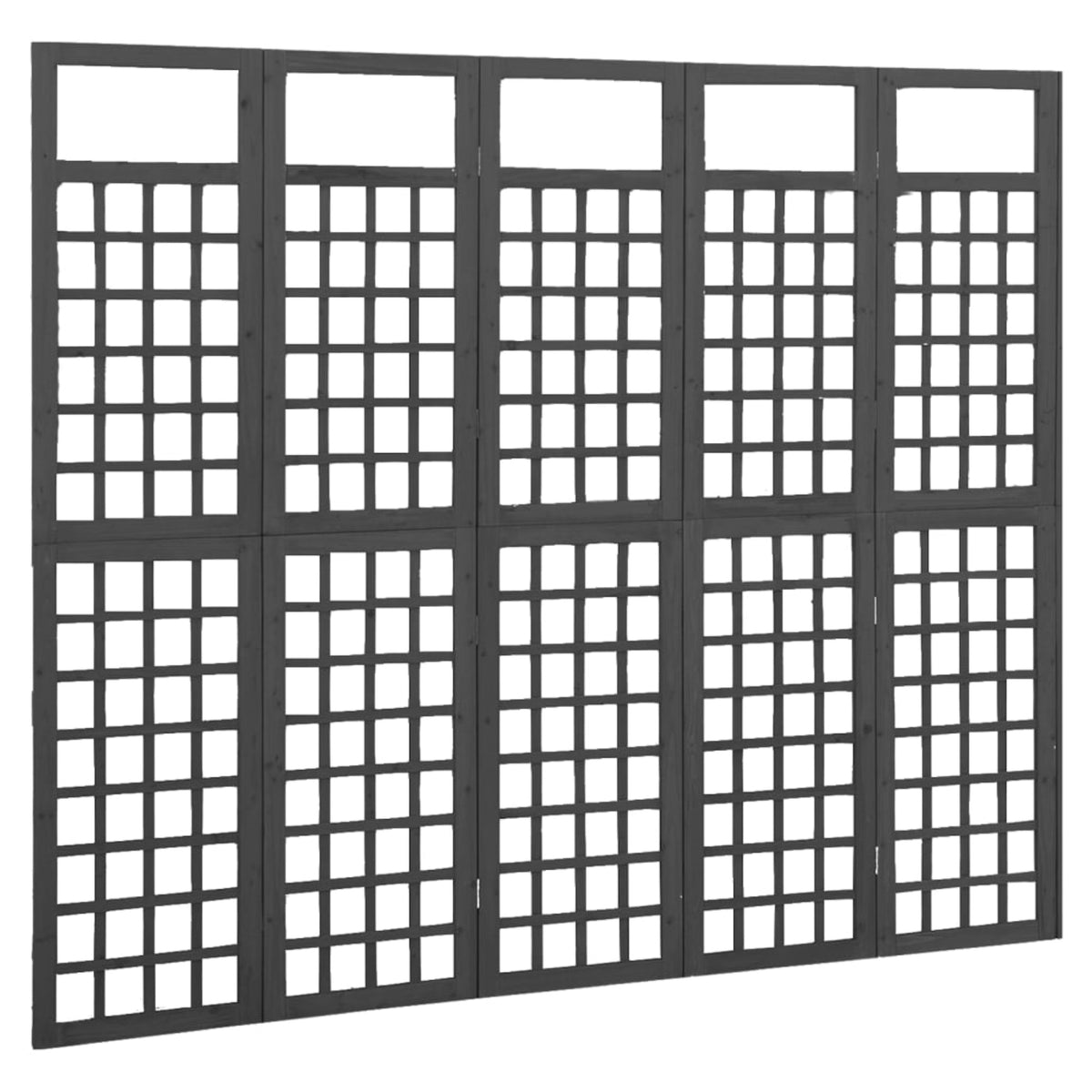 Vidaxl 5-Panel Room Divider/Trellis Solid Fir Wood Black 79.3'X70.9'