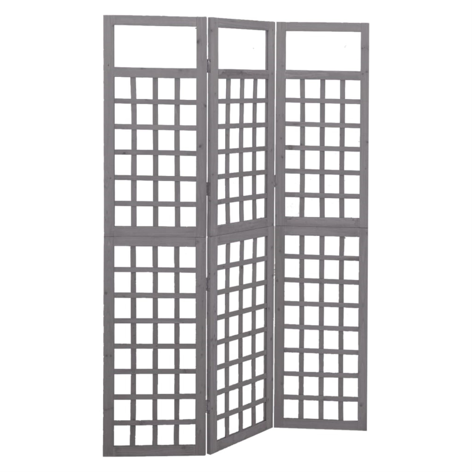 Vidaxl 3-Panel Room Divider/Trellis Solid Fir Wood Gray 47.6'X70.9'