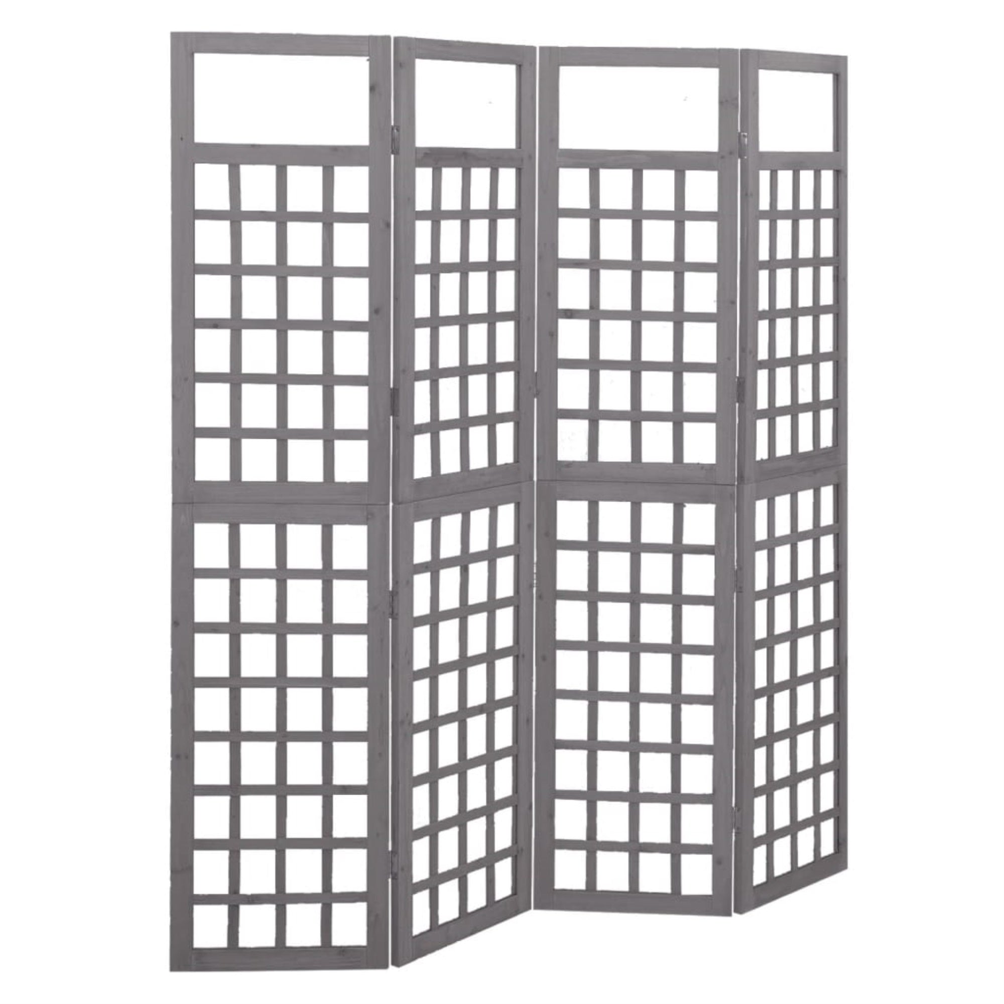 Vidaxl 4-Panel Room Divider/Trellis Solid Fir Wood Gray 63.4'X70.9'