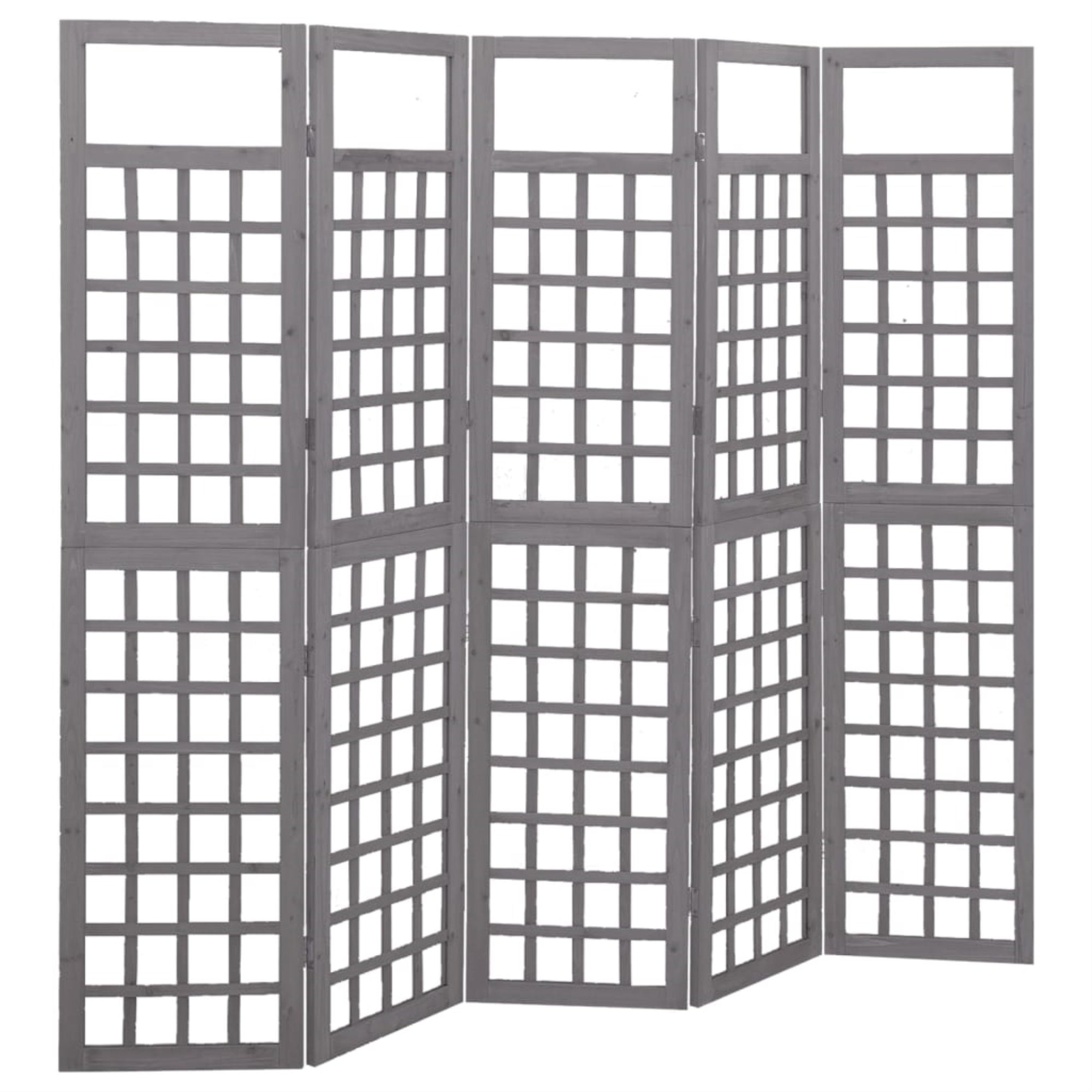 Vidaxl 5-Panel Room Divider/Trellis Solid Fir Wood Gray 79.3'X70.9'