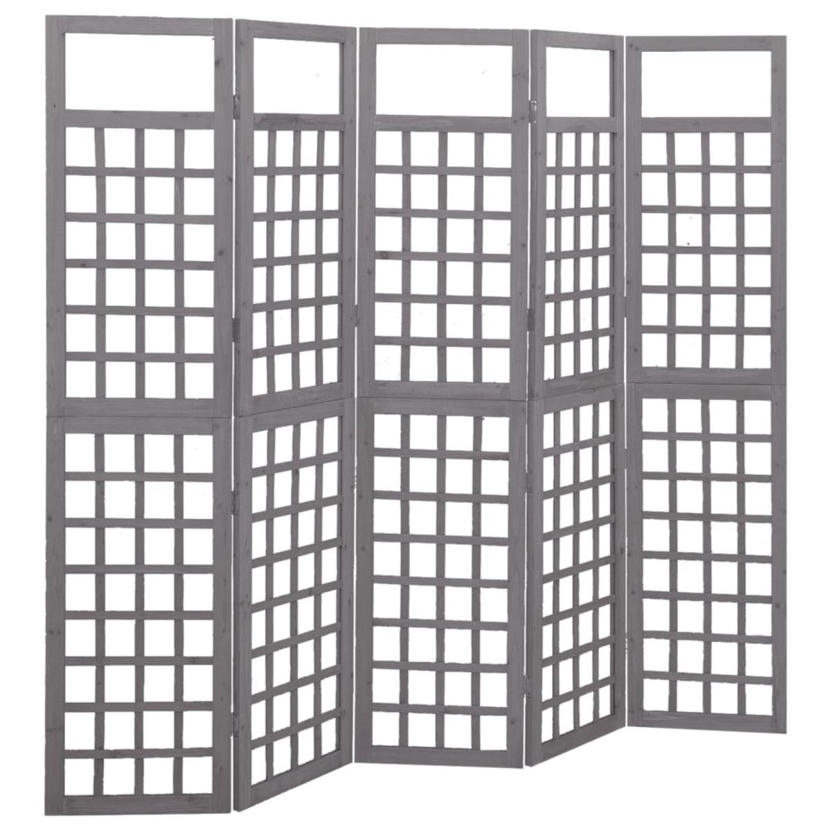 Vidaxl 5-Panel Room Divider/Trellis Solid Fir Wood Gray 79.3'X70.9'
