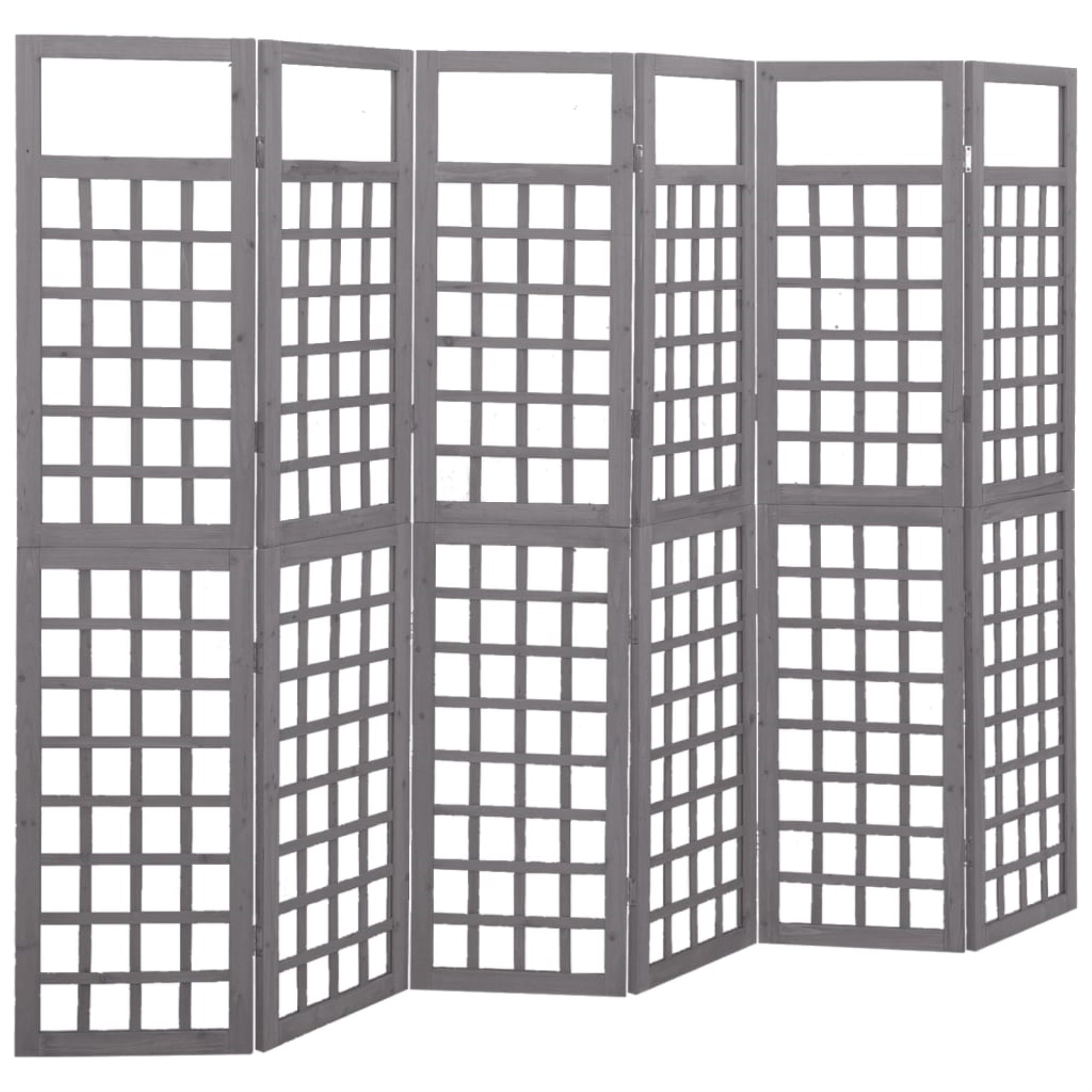 Vidaxl 6-Panel Room Divider/Trellis Solid Fir Wood Gray 95.5'X70.9'