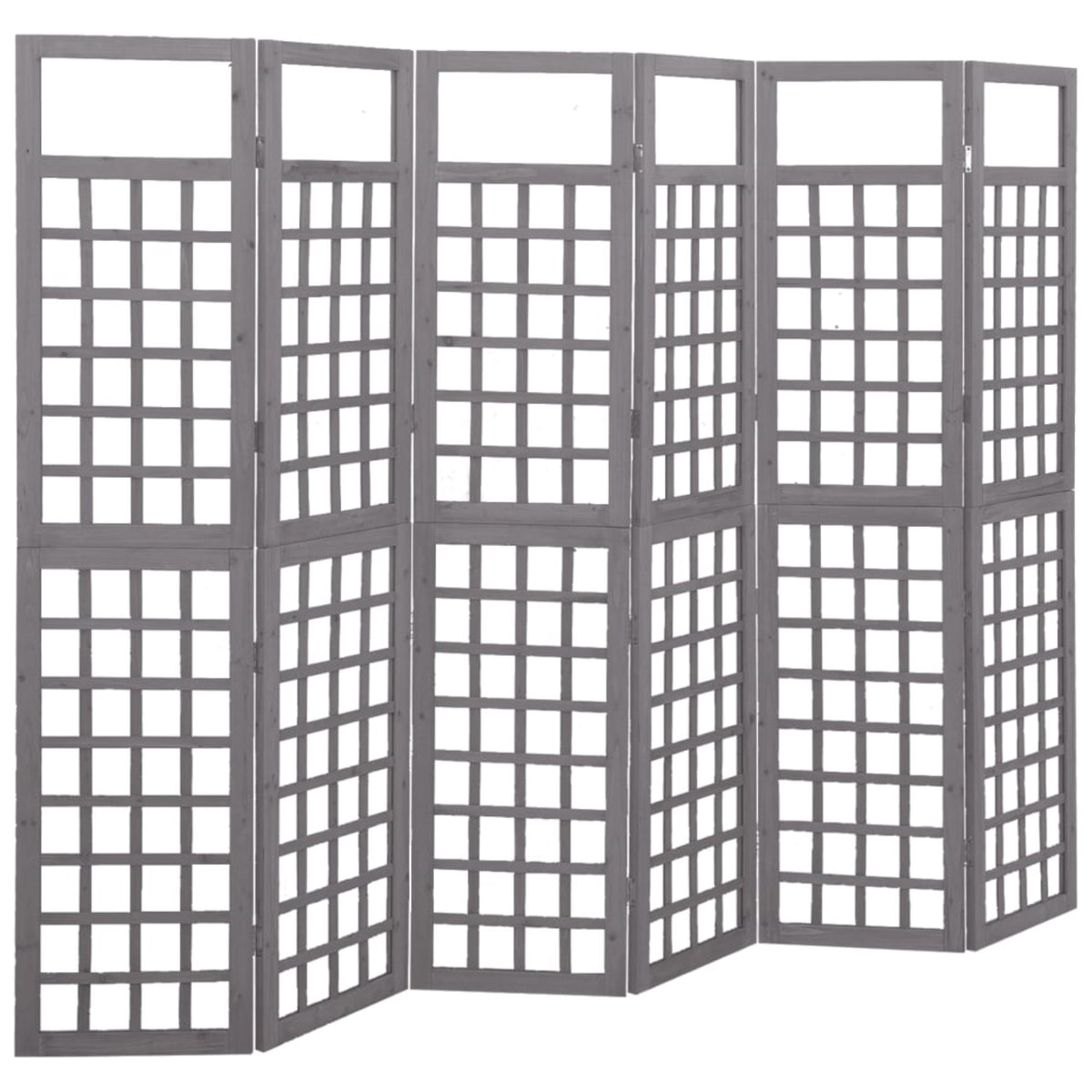 Vidaxl 6-Panel Room Divider/Trellis Solid Fir Wood Gray 95.5'X70.9'