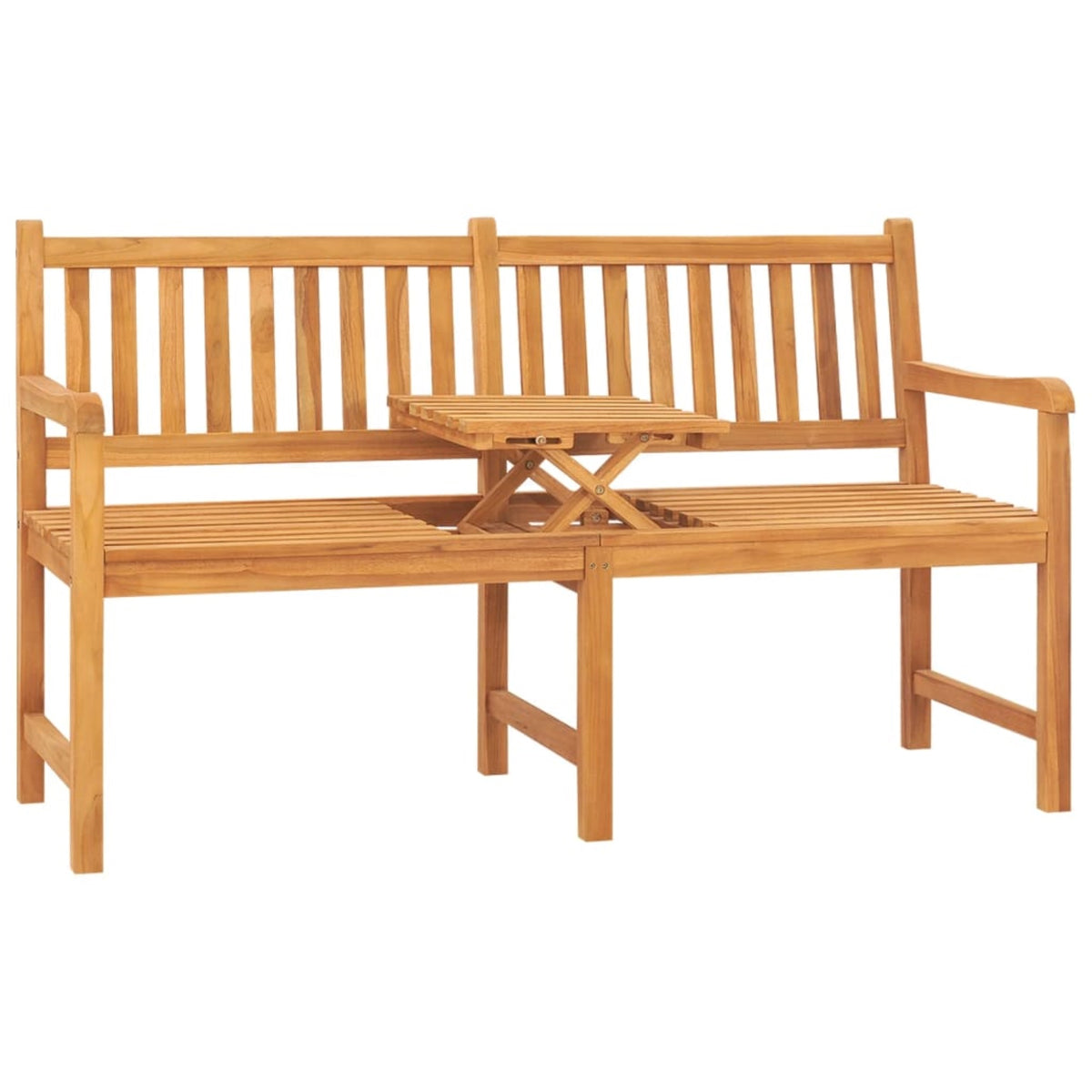 Vidaxl 3-Seater Patio Bench With Table 59.1' Solid Teak Wood