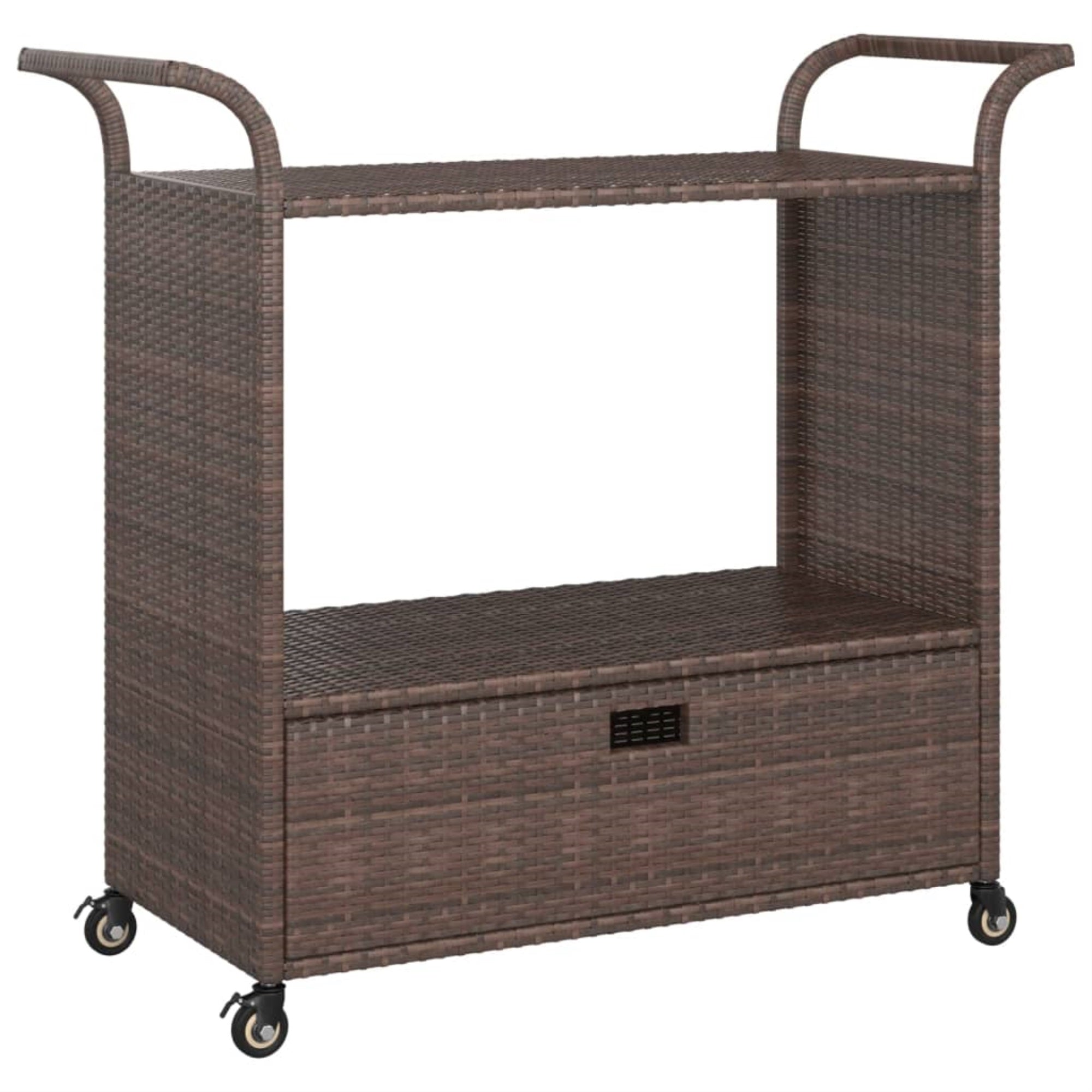Vidaxl Bar Cart With Drawer Brown 39.4'X17.7'X38.2' Poly Rattan