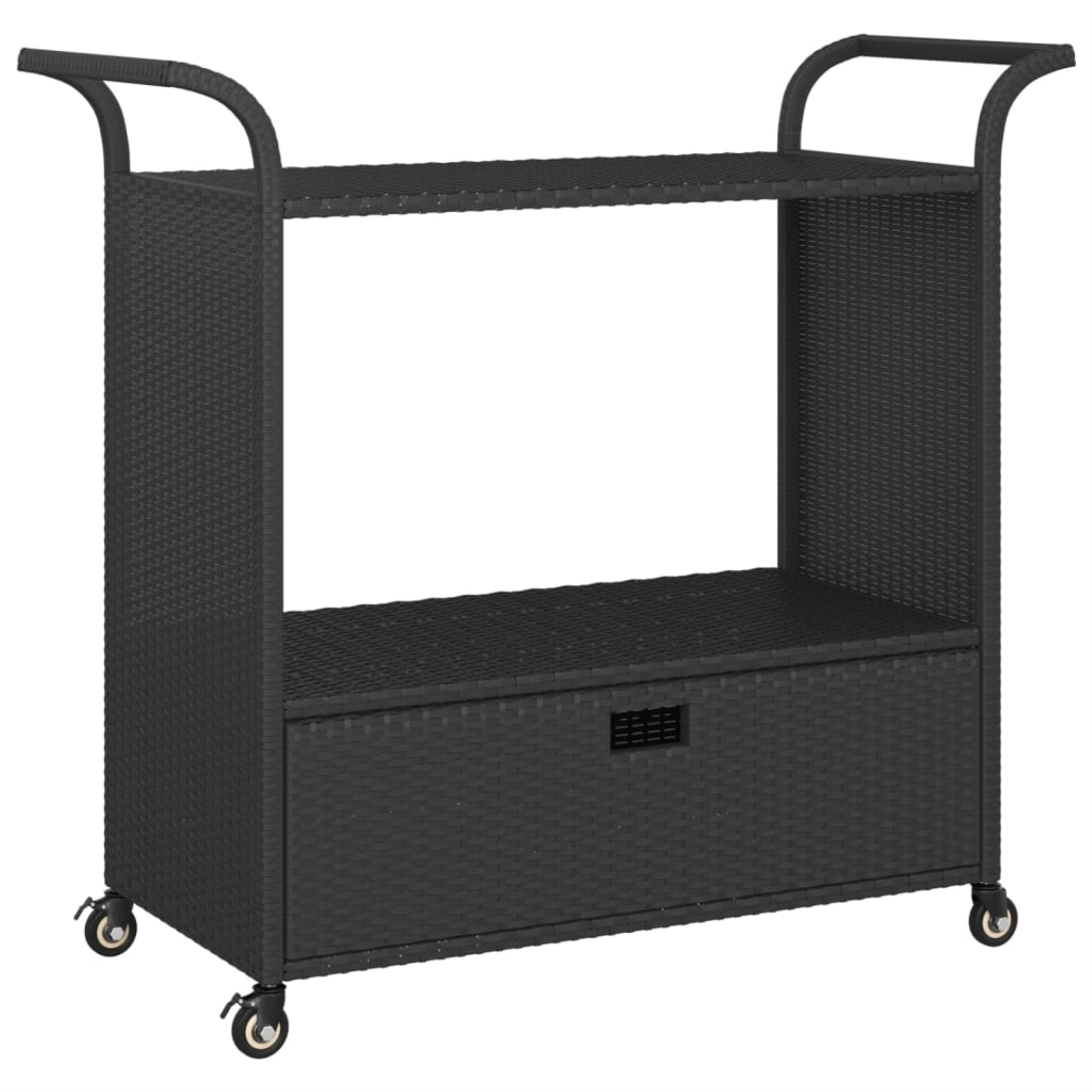 Vidaxl Bar Cart With Drawer Black 39.4'X17.7'X38.2' Poly Rattan