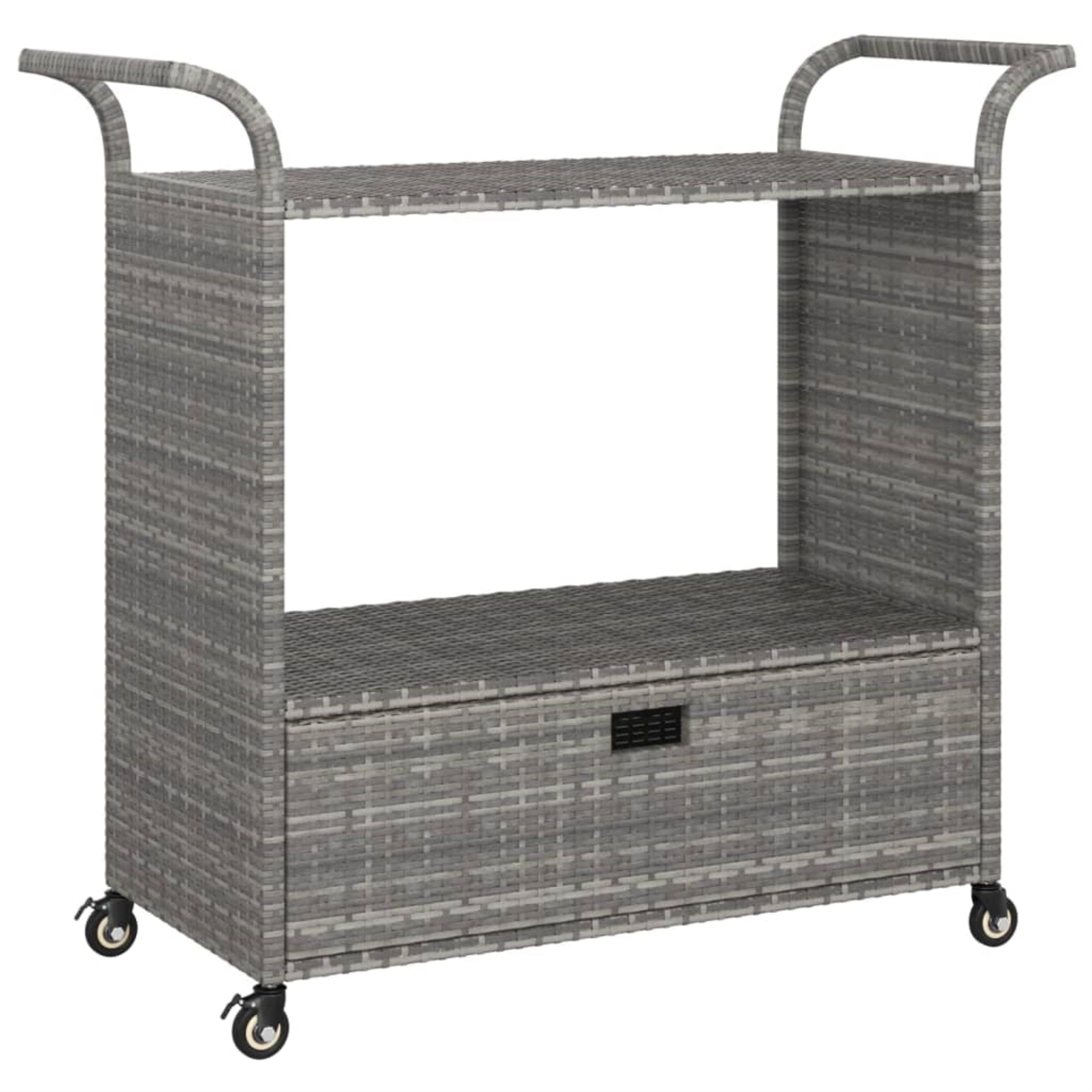 Vidaxl Bar Cart With Drawer Gray 39.4'X17.7'X38.2' Poly Rattan