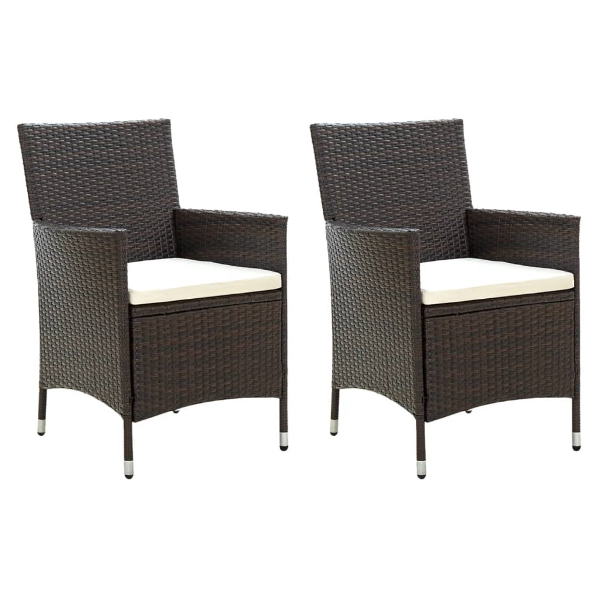 Vidaxl Patio Chairs With Cushions 2 Pcs Poly Rattan Brown