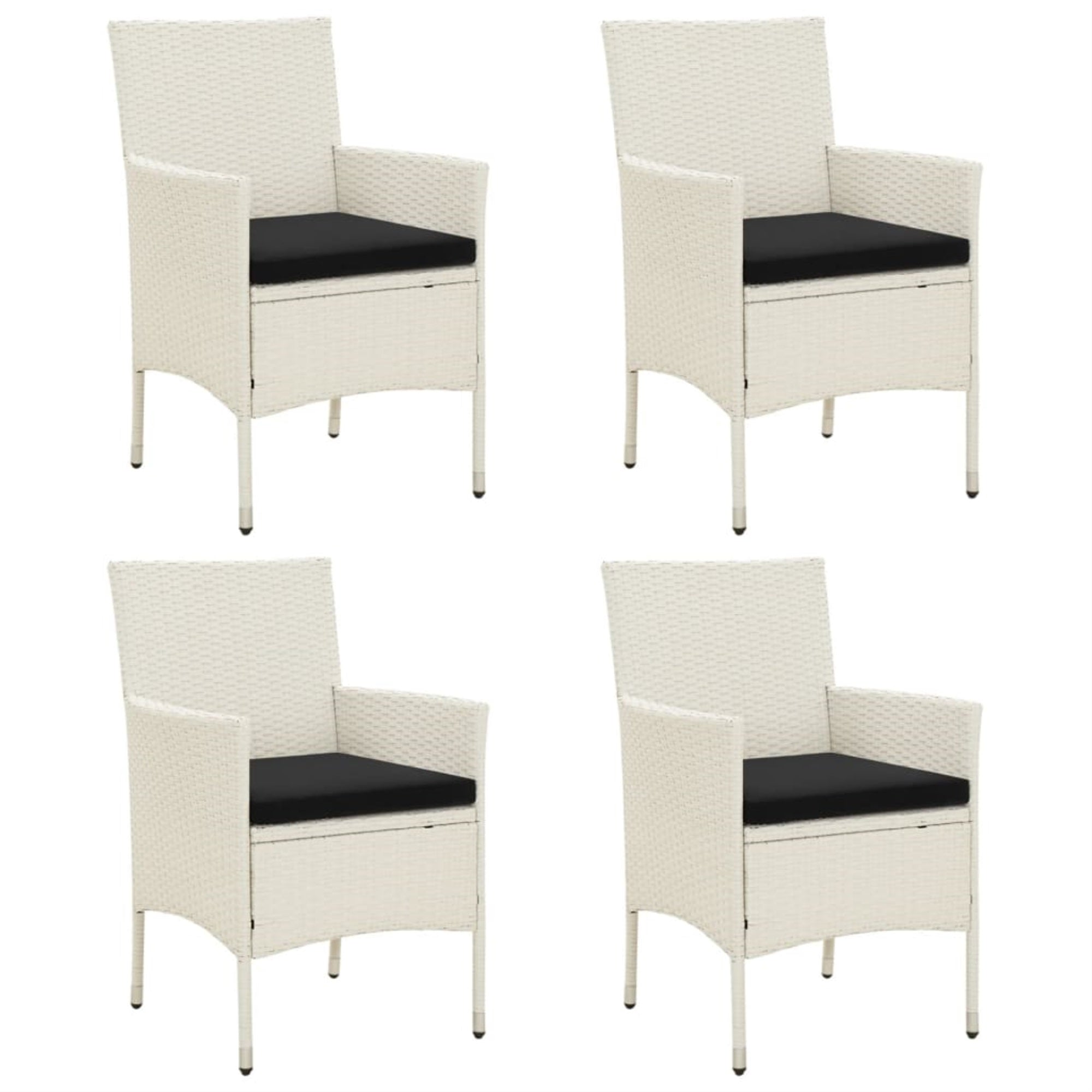 Vidaxl Patio Chairs With Cushions 4 Pcs Poly Rattan White