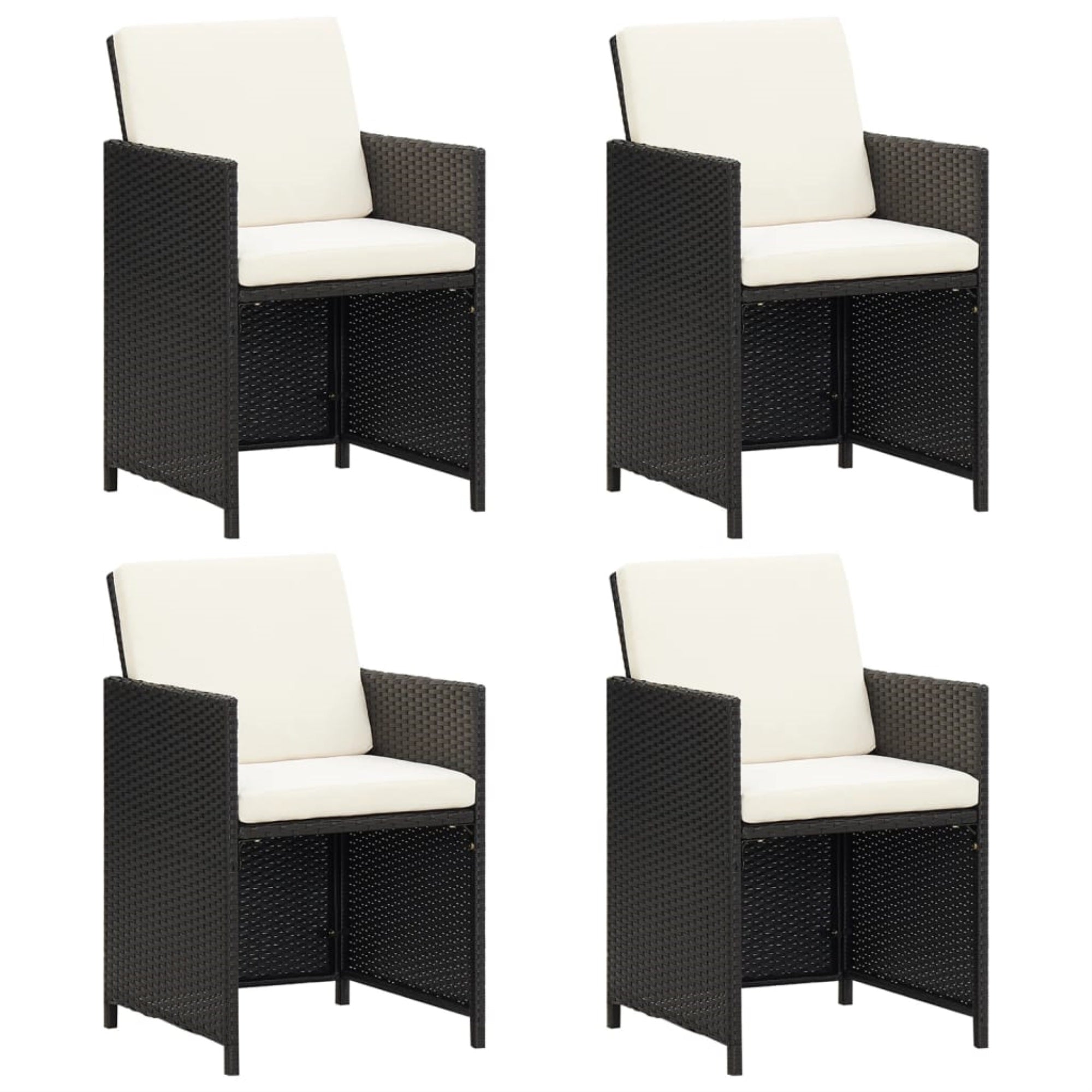 Vidaxl Patio Chairs 4 Pcs Poly Rattan Black