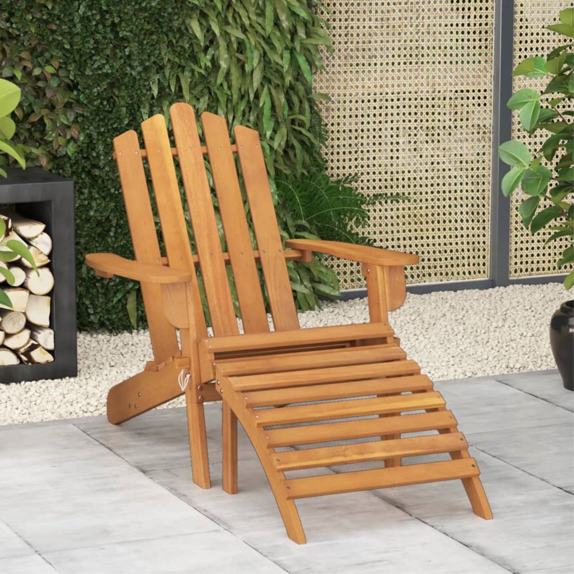 Vidaxl Patio Adirondack Chair With Footrest Solid Wood Acacia