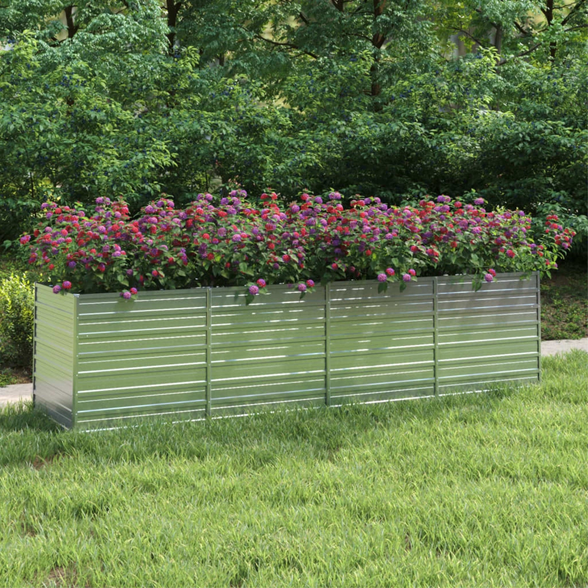 Vidaxl Garden Raised Bed 126'X31.5'X30.3' Galvanized Steel Silver