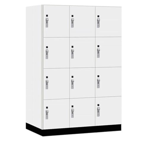 Salsbury 18 Wide Premier Wood Locker-Four Tier-3 Wide-6 Feet High-24” Deep-Arctic White-Silver Hasps
