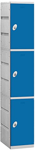 12 Wide Triple Tier Plastic Locker - 1 Wide - 6 Feet High - 18 Inches Deep - Blue - Assembled