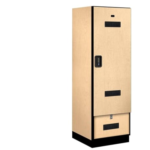 Salsbury 24 Wide Designer Wood Gear Locker - 6 Feet High - 24 Inches Deep - Maple - Black Electronic Locks