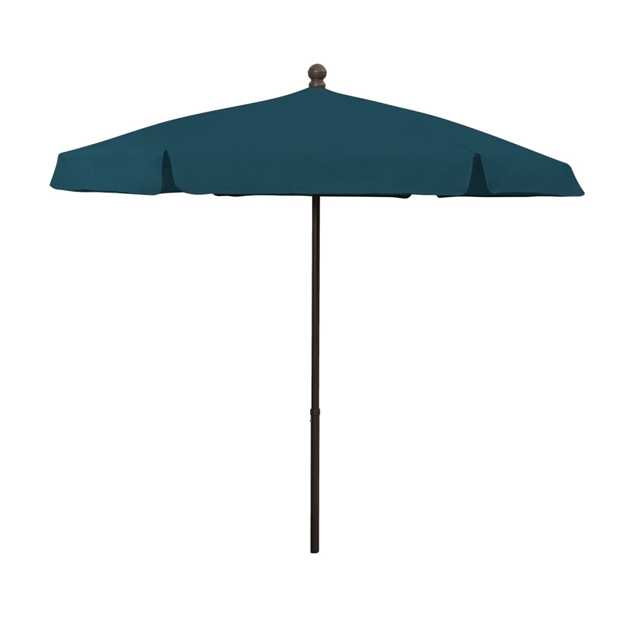 7.5 Hex Garden Patio Umbrella 6 Rib Push Up Champagne Bronze with Teal Vinyl Coated Weave Canopy