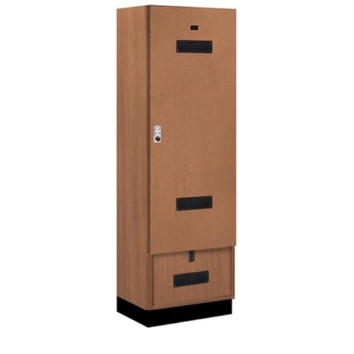 Salsbury 24 Wide Premier Wood Gear Locker - 6 Feet High - 18 Inches Deep - Red Oak - Silver Resettable Locks