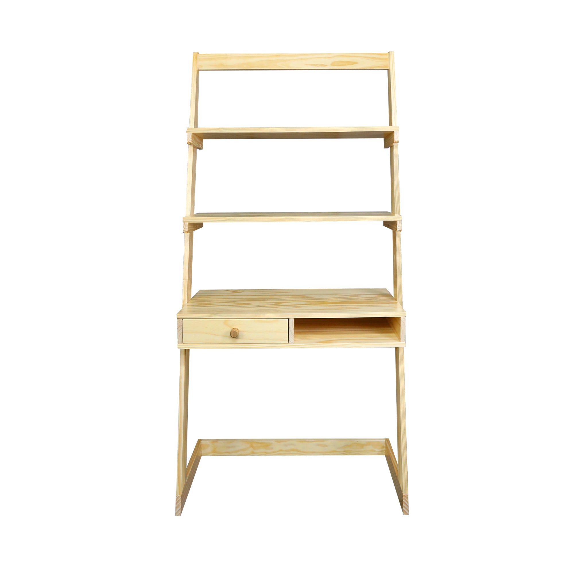 Freestanding Ladder Desk With Drawer, Natural