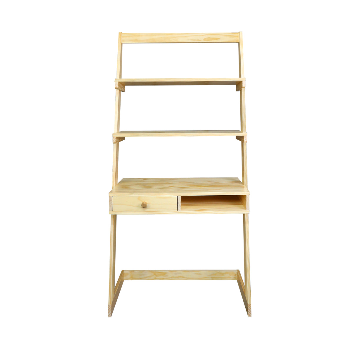 Freestanding Ladder Desk With Drawer, Natural