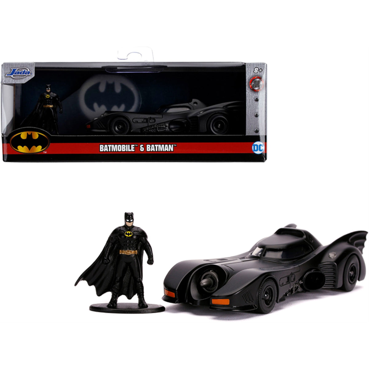 1989 Batmobile With Diecast Batman Figurine 'Batman' (1989) Movie 'Dc Comics' 'Hollywood Rides' Series 1/32 Diecast Model Car By Jada