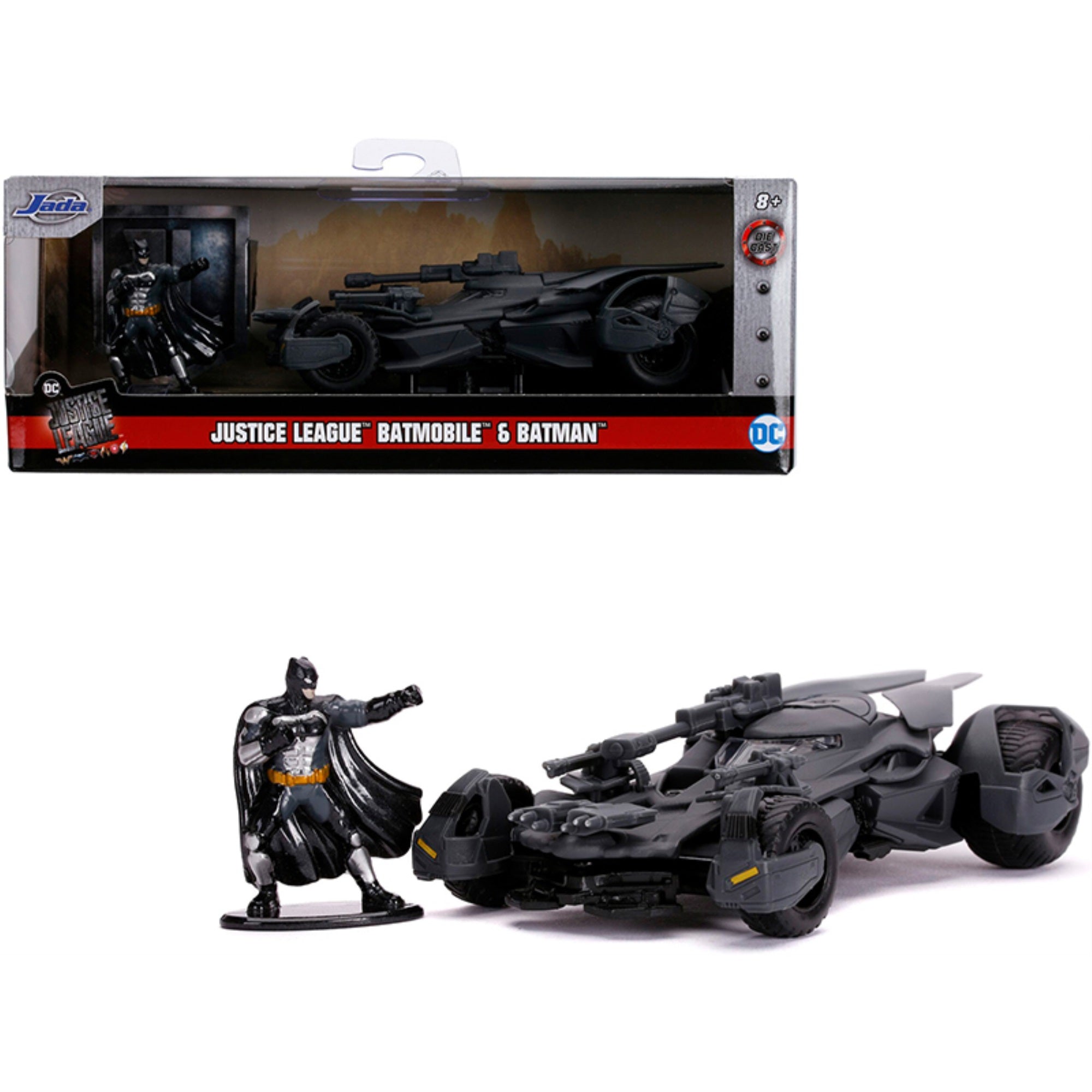 2017 Batmobile With Diecast Batman Figurine 'Justice League' (2017) Movie 'Dc Comics' 'Hollywood Rides' Series 1/32 Diecast Model Car By Jada