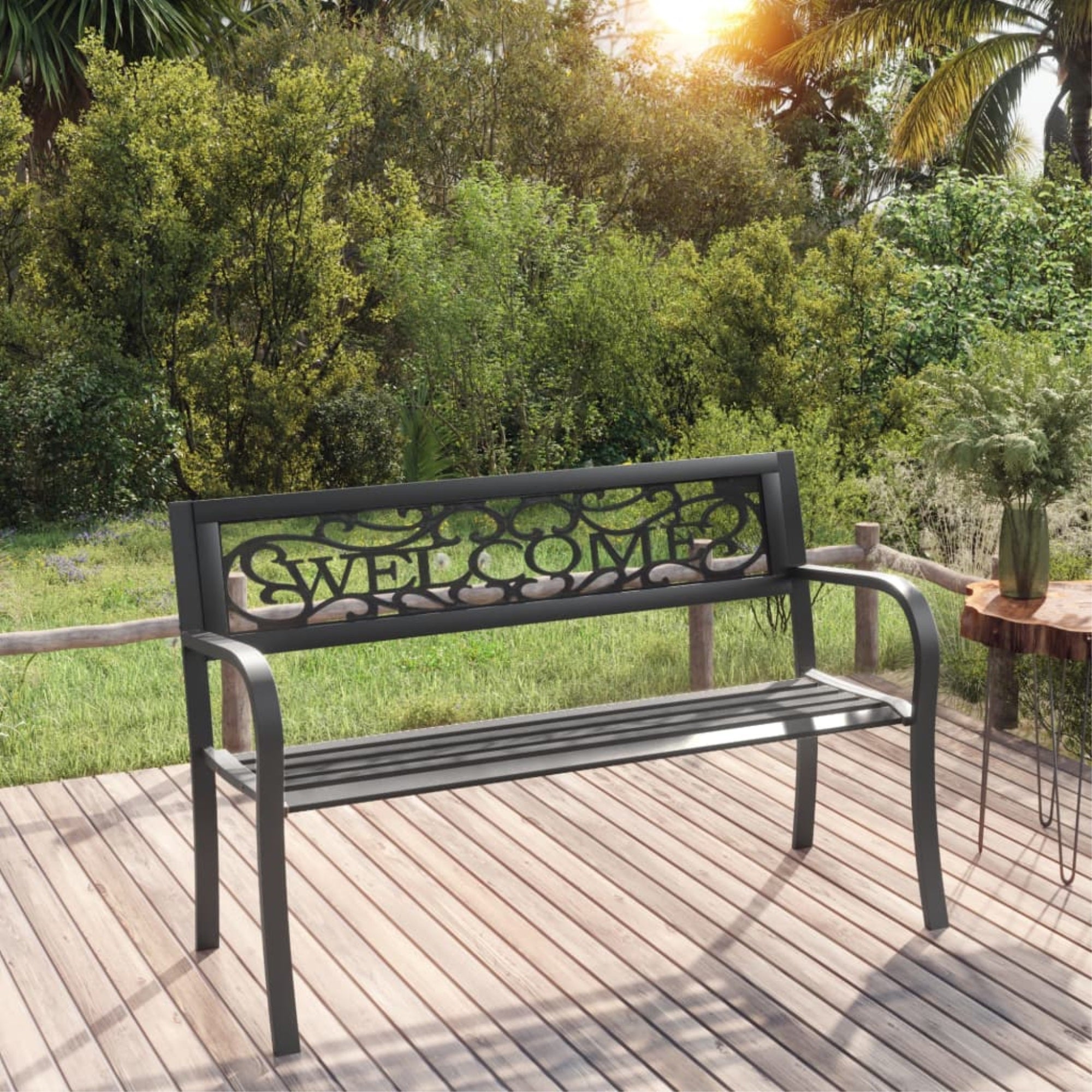 Vidaxl Patio Bench 49.2' Steel Black