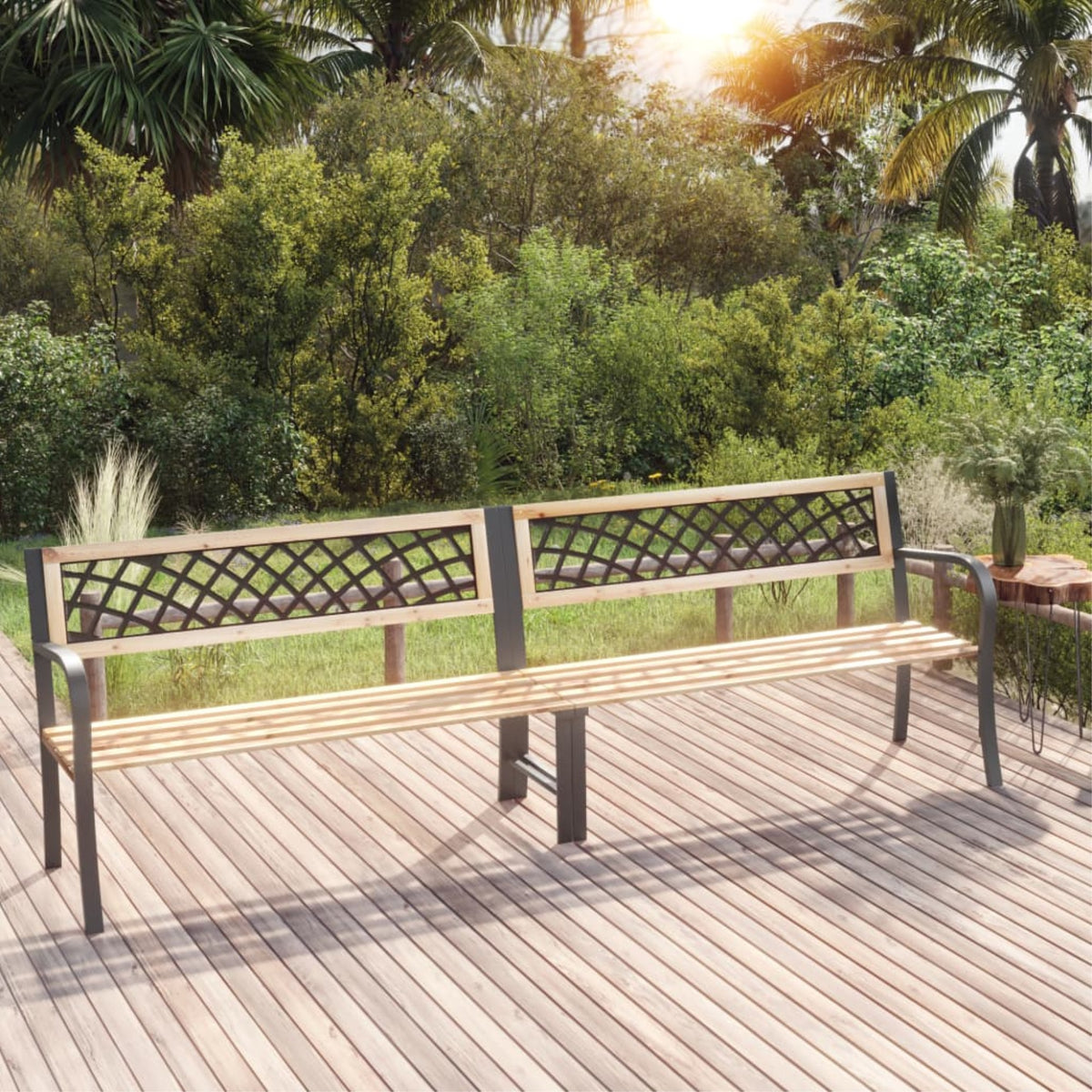 Vidaxl Twin Patio Bench 93.7' Chinese Fir Wood