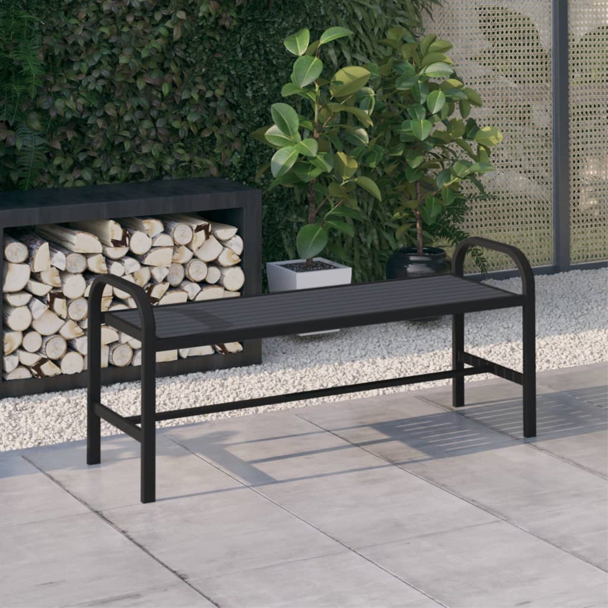 Vidaxl Patio Bench 49' Steel And Wpc Black