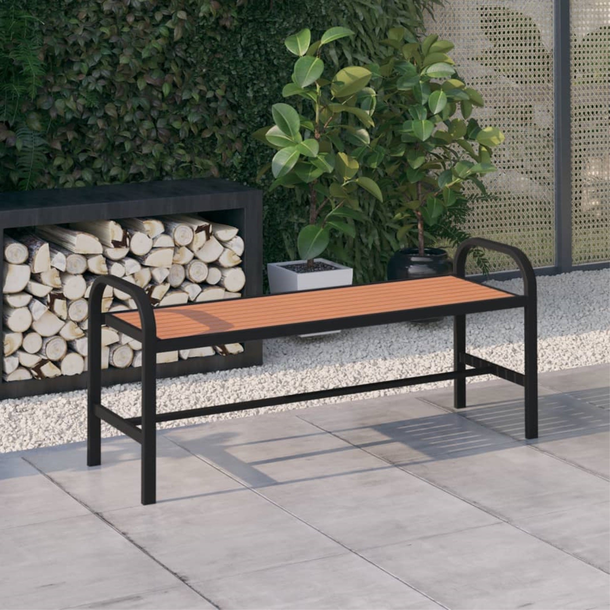 Vidaxl Patio Bench 49' Steel And Wpc Brown And Black