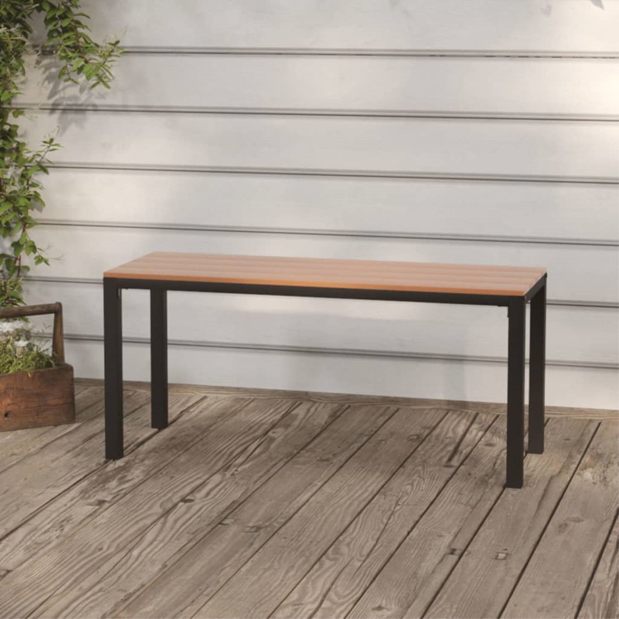 Vidaxl Patio Bench 43.3' Steel And Wpc Brown And Black