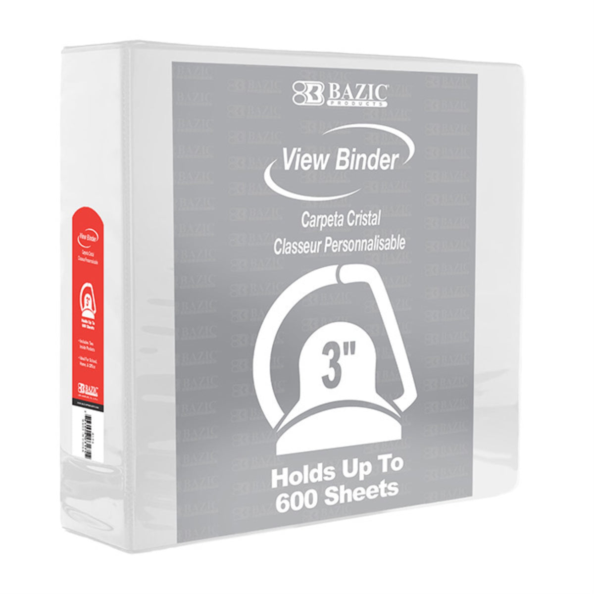 Bazic 3' White Slant-D Ring View Binder W/ 2-Pockets