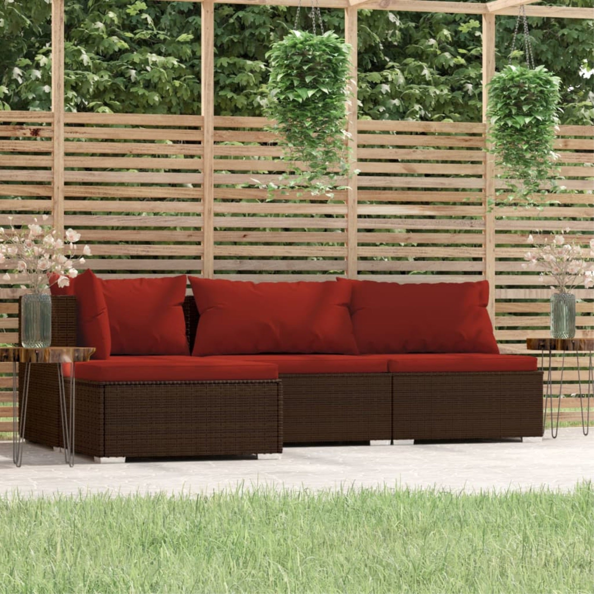 Vidaxl 4 Piece Patio Lounge Set With Cushions Brown Poly Rattan