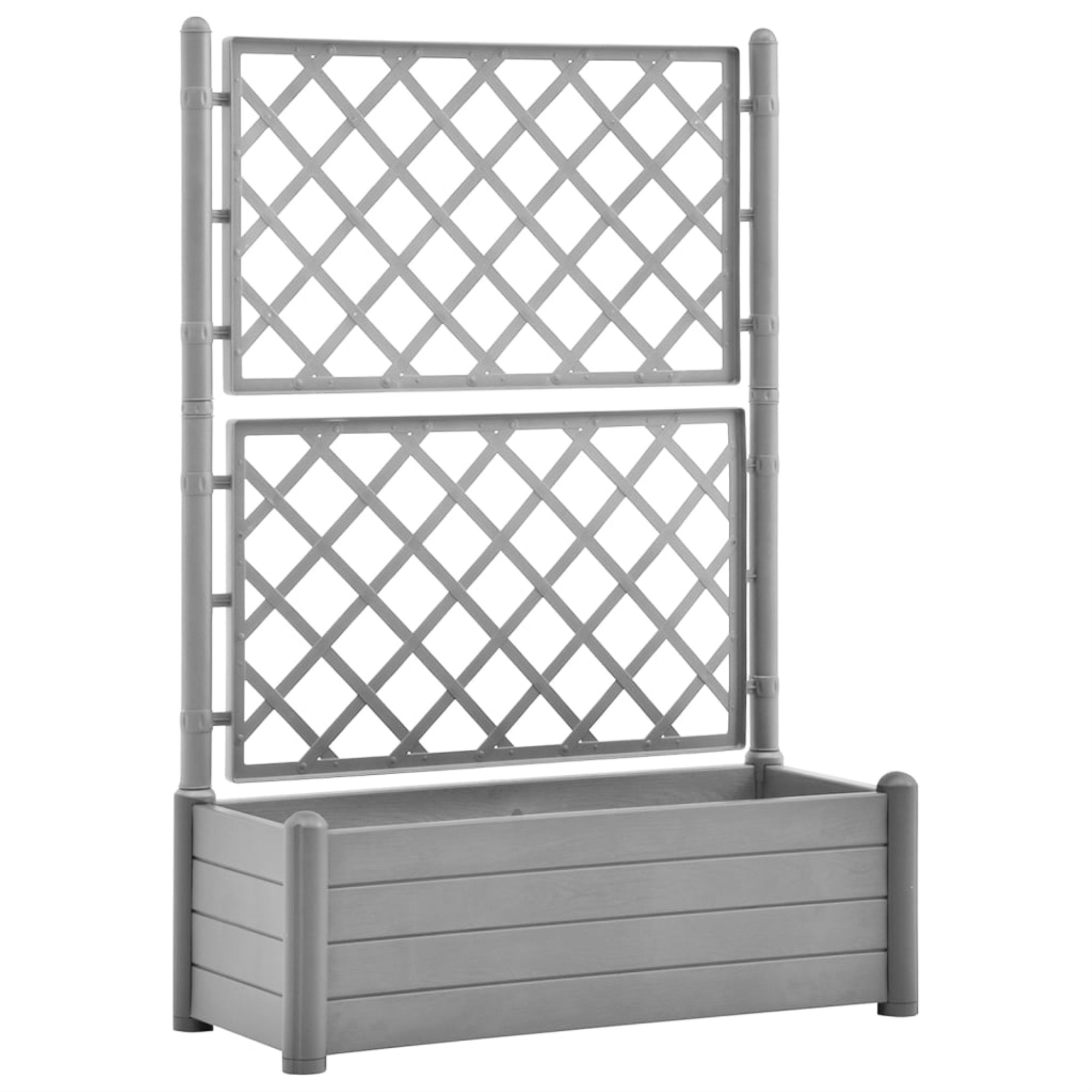 Vidaxl Garden Planter With Trellis 39.4'X16.9'X55.9' Pp Stone Gray