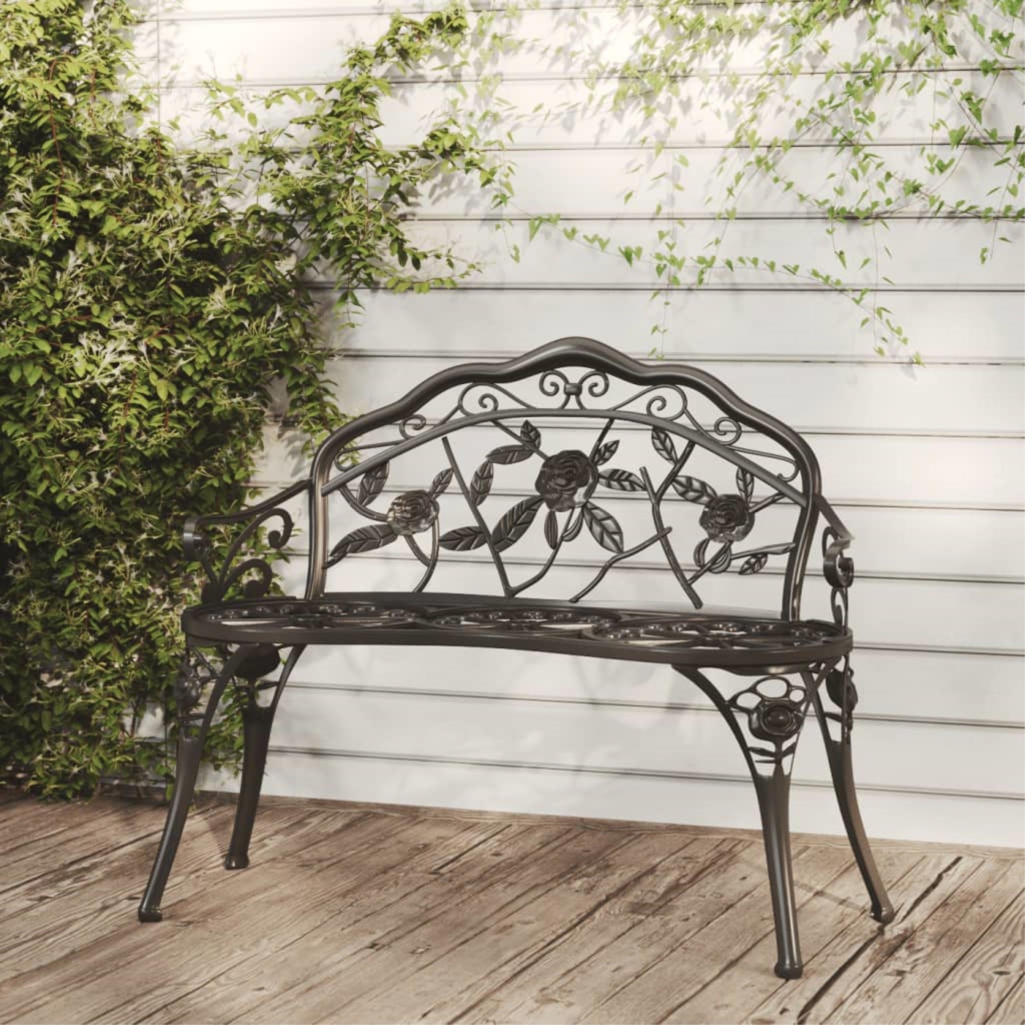 Vidaxl Patio Bench 39.4' Cast Aluminum Black