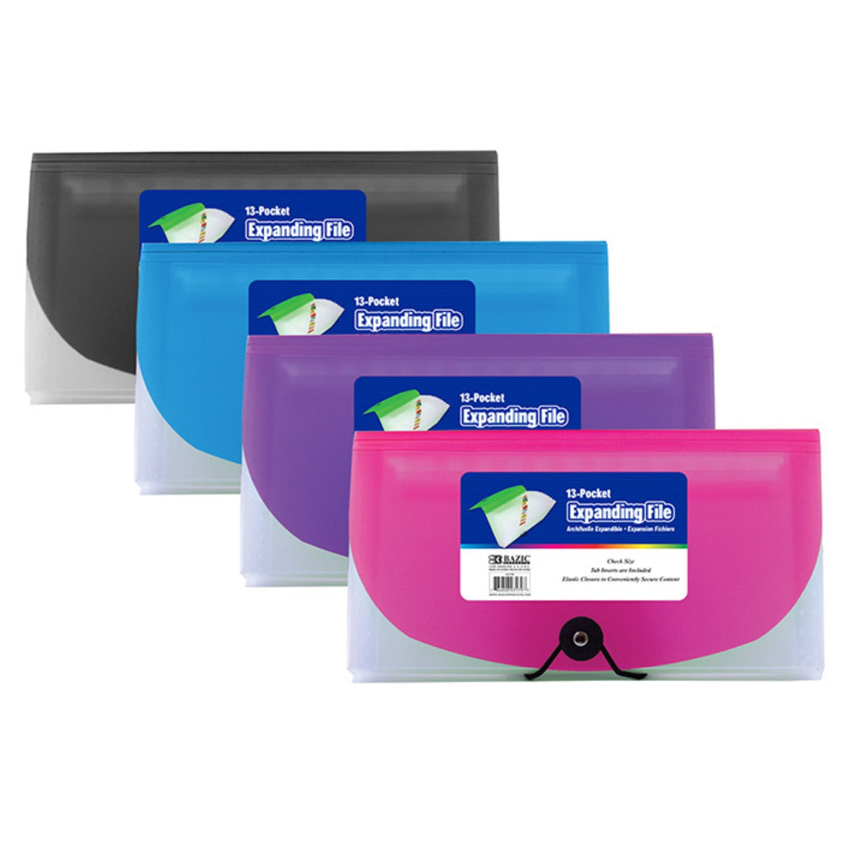 Bazic 13-Pocket Check Size Poly Expanding File / Box Qty - 24