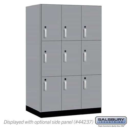 Salsbury 15 Wide Premier Wood Locker-Triple Tier-3 Wide-6 Feet High-24” Deep-Winter Fog-Silver Electronic Locks