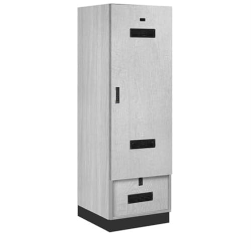 Salsbury 24 Wide Premier Wood Gear Locker - 6 Feet High - 24 Inches Deep - Silver Teak - Black Electronic Locks