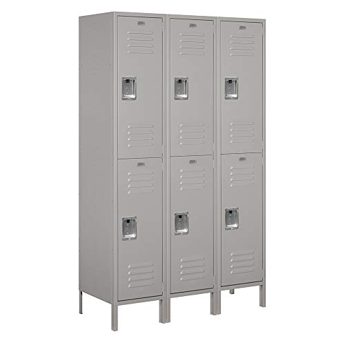 Casafoyer 18 Wide Double Tier Standard Metal Locker - 3 Wide - 6 Feet High - 18 Inches Deep - Gray - Unasbled - (Pack Of 2)"