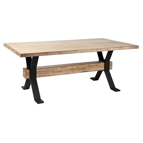 Hanoi Dining Table, 90 Inch Reclaimed White Pine Wood, Cross Base