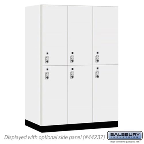 Salsbury 18 Wide Premier Wood Locker-Double Tier-3 Wide-6 Feet High-24” Deep-Arctic White-Silver Resettable Combination Locks