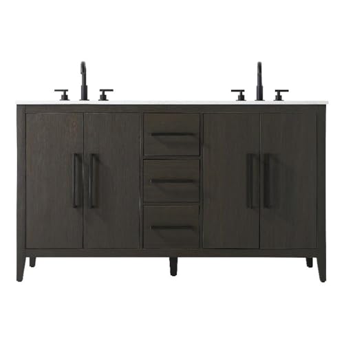 60 Inch Double Bathroom Vanity In Mocha Brown