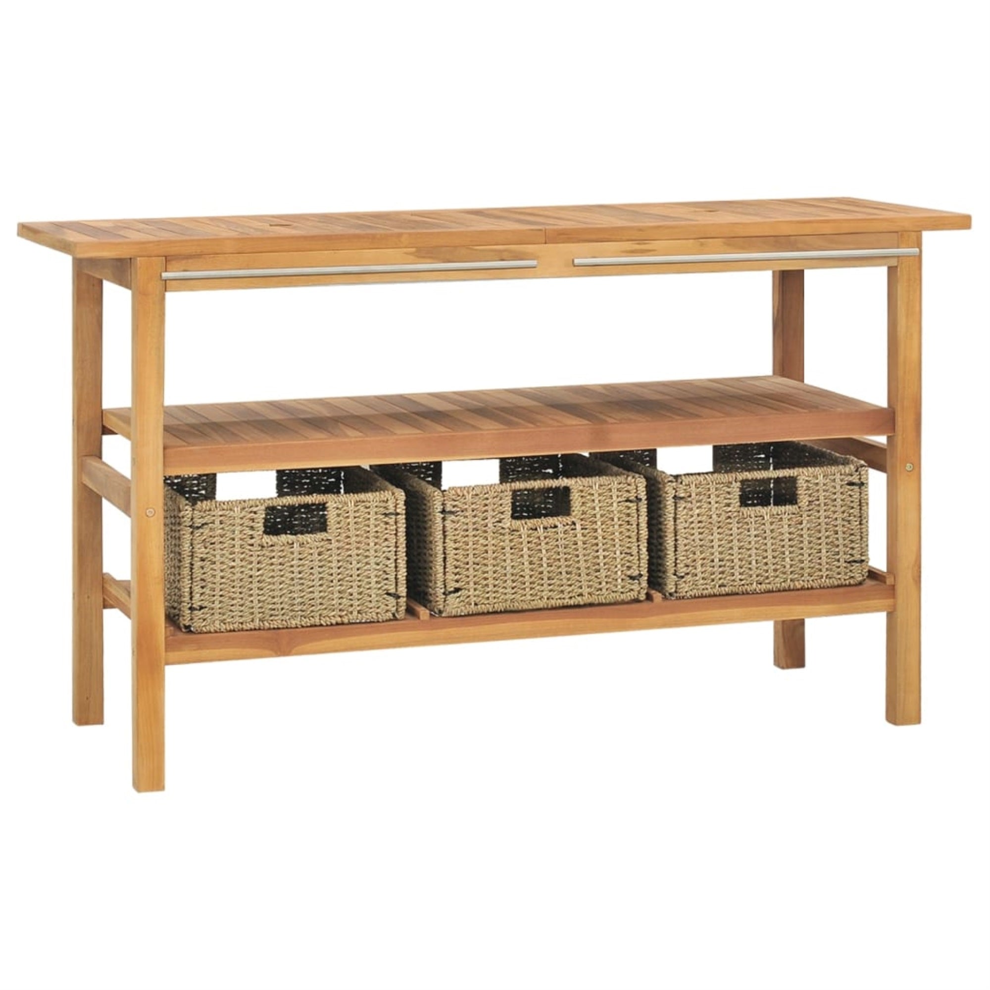 Vidaxl Bathroom Vanity Cabinet With 3 Baskets Solid Wood Teak 52'X17.7'X29.5'