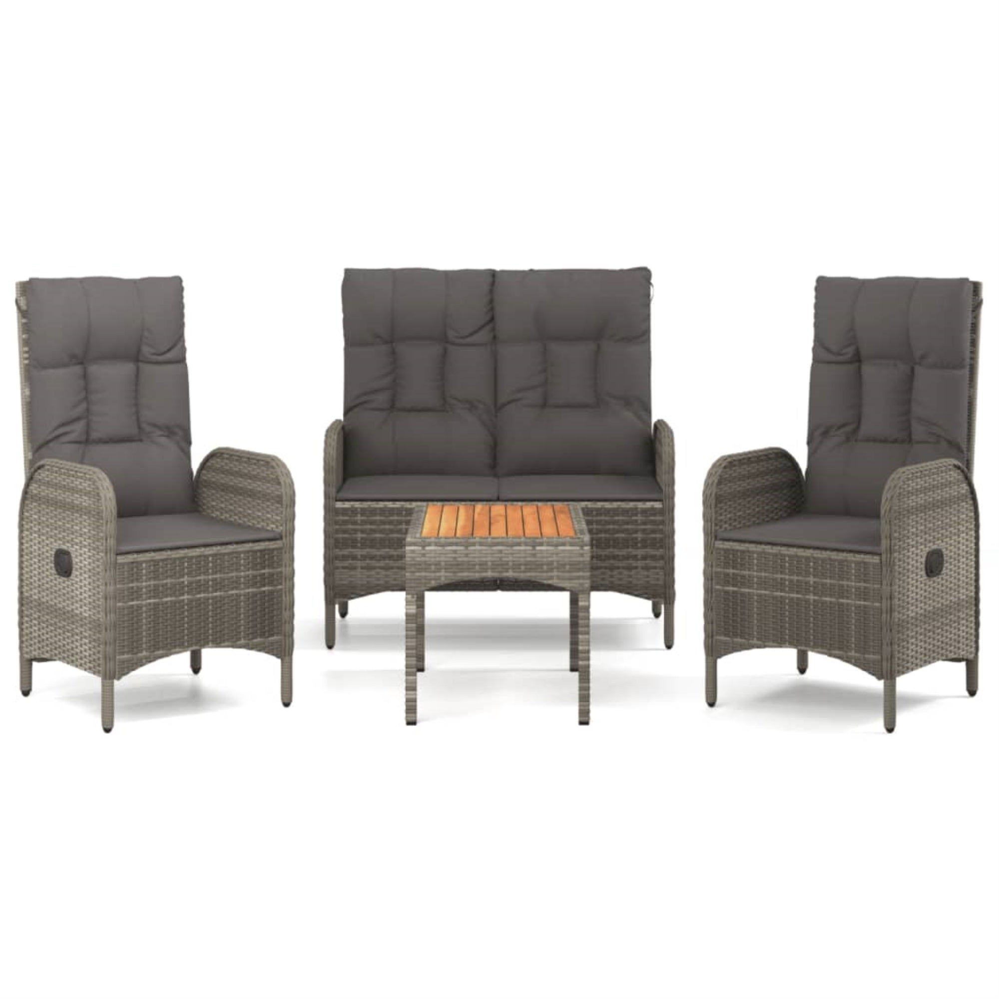 Vidaxl 4 Piece Patio Dining Set With Cushions Gray Poly Rattan
